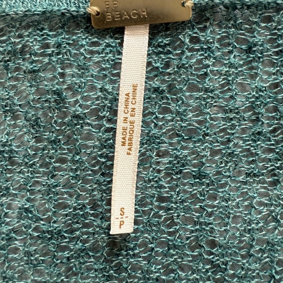 Free People Beach Teal V-Neck Women's Light Weight Sweater Small - Picture 6 of 11